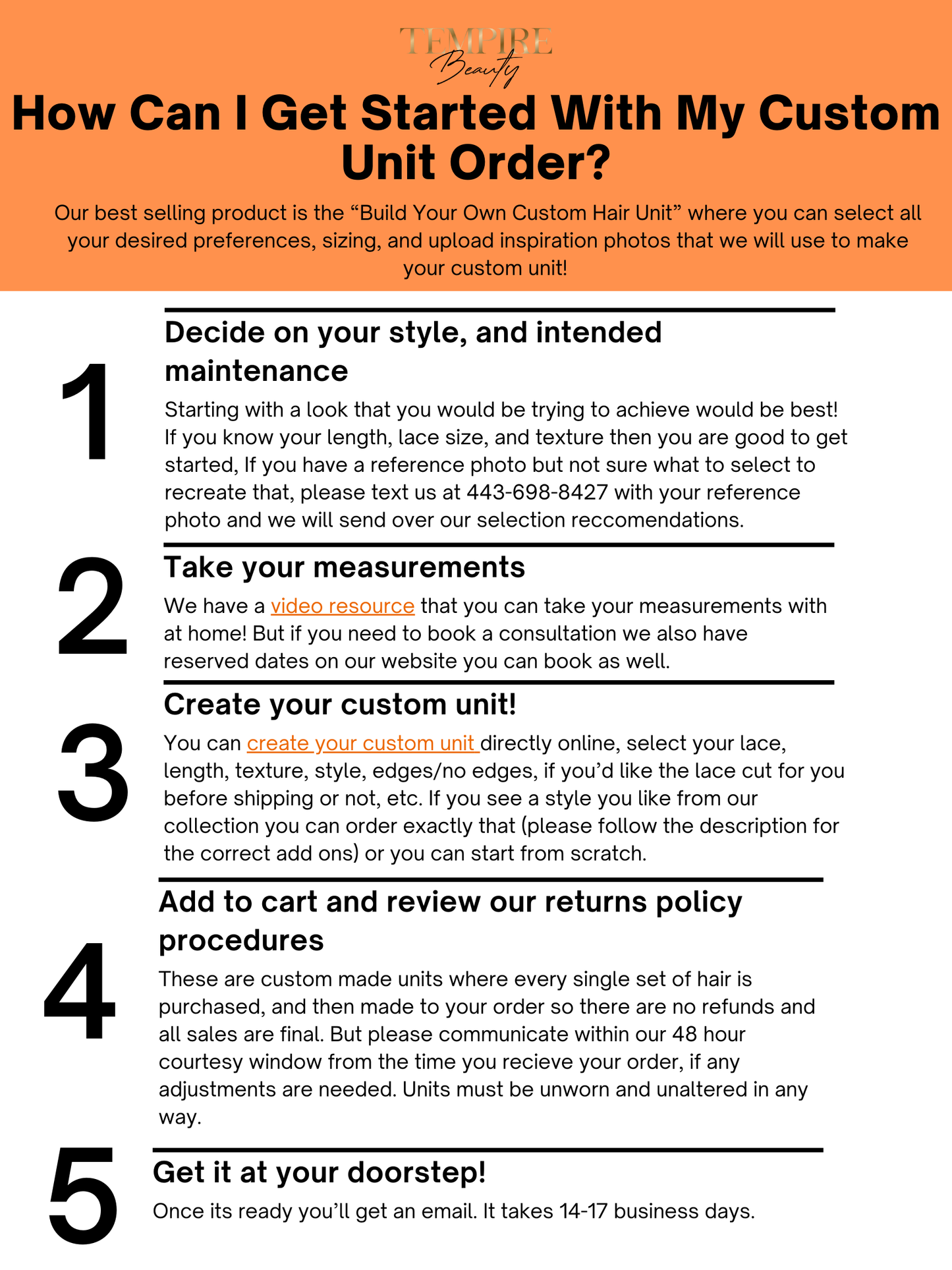 Build your own custom unit (Hair included in price)